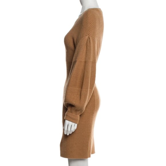 Staud Marylebone Sweater Dress Size S Camel Brown Ribbed‎ Knit Long Sleeve - Picture 2 of 5